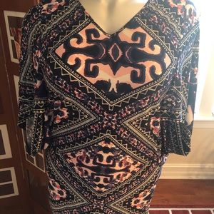 Blue and pink print dress